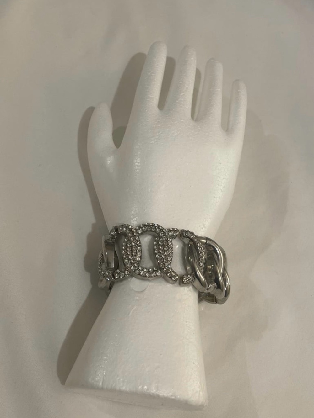 Crystal Rhinestone Silver Link Bracelet - Women's Jewelry